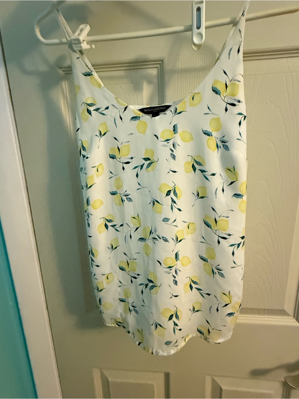 Banana Republic Lemon-Print White & Yellow Spaghetti-Strap Cami